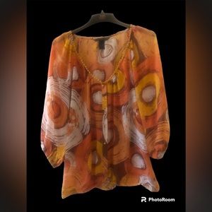 Saint Tropez West Blouse with Pearl Buttons Size XL